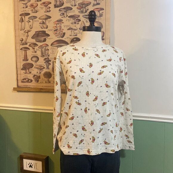 Vintage Winnie The Pooh Ribbed Long Sleeve Henley - Picture 1 of 5